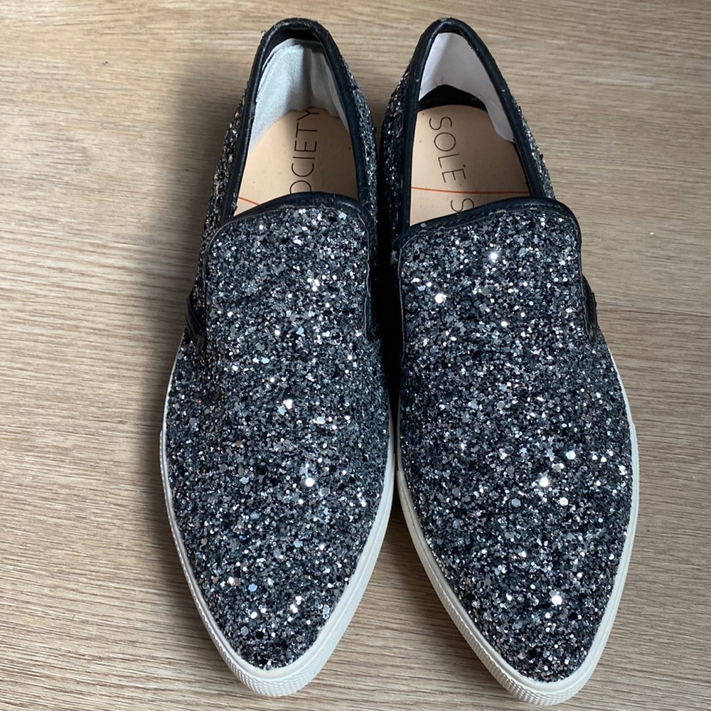 Sole society silver glitter PU